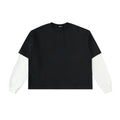 Black oversized streetwear t-shirt with white long sleeves, modern urban style