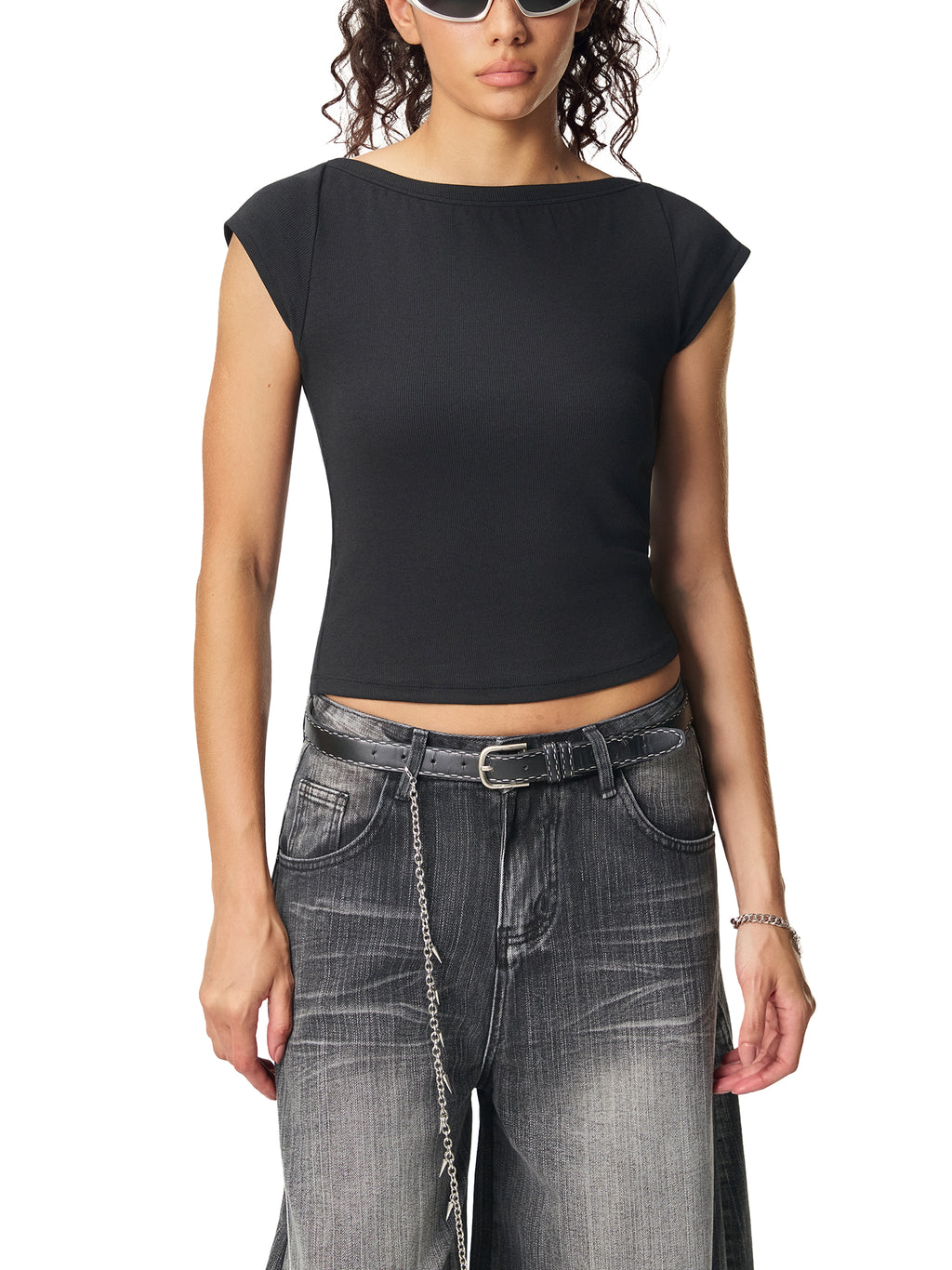 DREJ,Studio,Top,WideNeck,Minimal,Womenswear,Black,Cotton,Season01