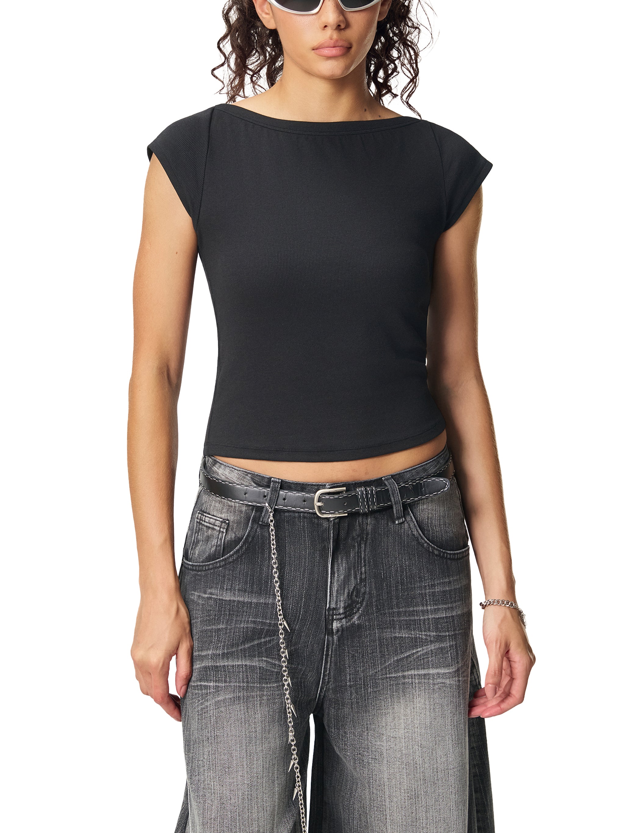 DREJ,Studio,Top,WideNeck,Minimal,Womenswear,Black,Cotton,Season01