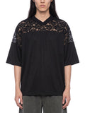 DREJ,Studio,Lace,Tshirt,LacePanel,VNeck,Oversized,Streetwear,Minimal,Unisex,Black,Cotton