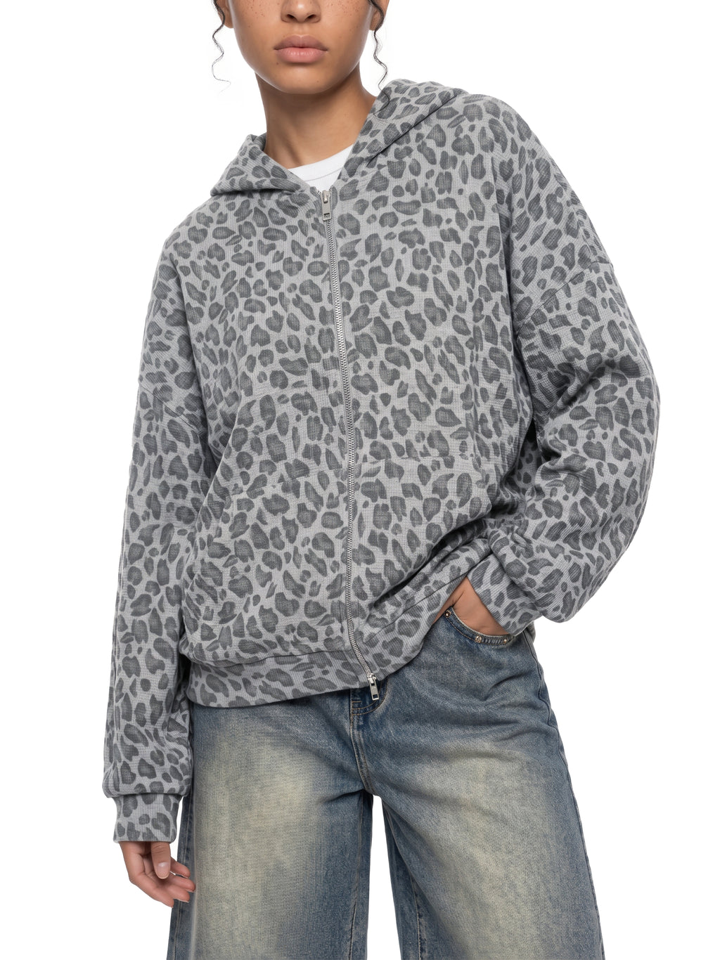 DREJ,Studio,GreyLeopard,Oversized,Unisex,Streetwear,Premium,Minimal,FullZip,Hooded,Layering,Contemporary