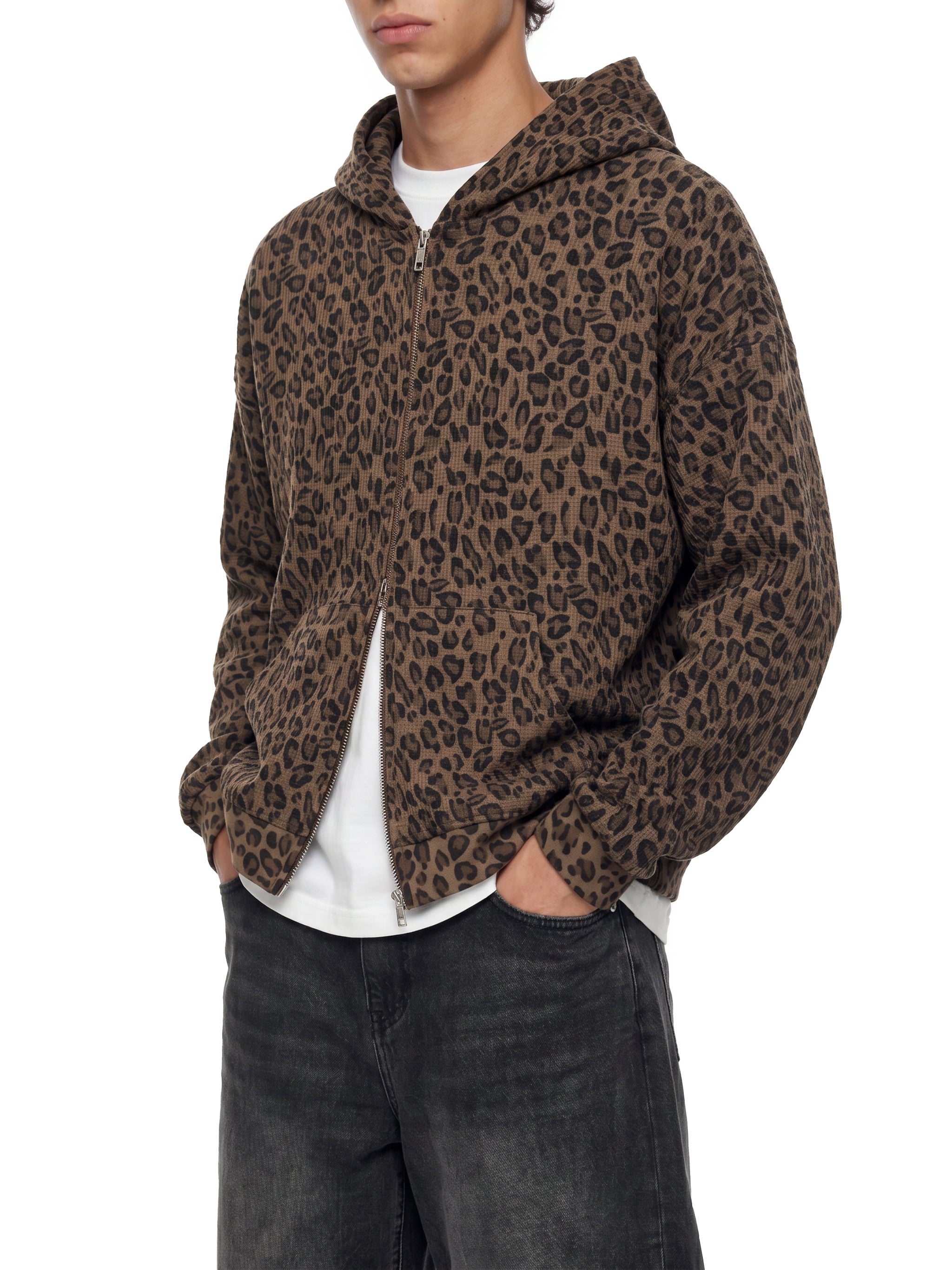 DREJ,Studio,Hoodie,ZipHoodie,Leopard,Oversized,Unisex,Premium,Streetwear,FullZip,Hooded,Layering,Waffle