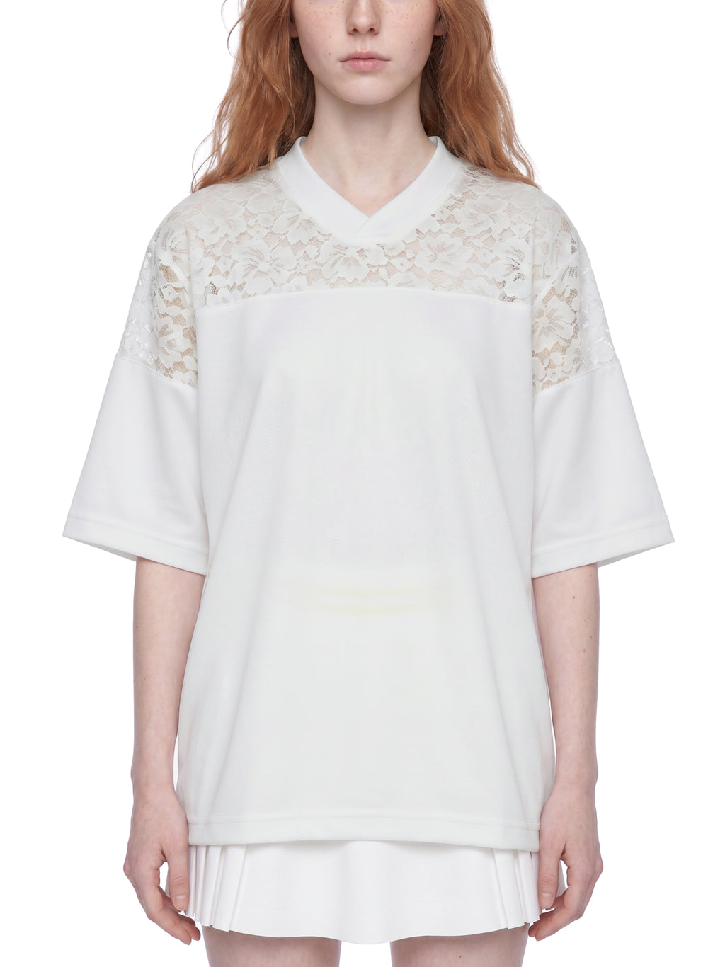 DREJ,Studio,Tshirt,Lace,LacePanel,VNeck,Oversized,Streetwear,Minimal,Unisex,Black,Cotton