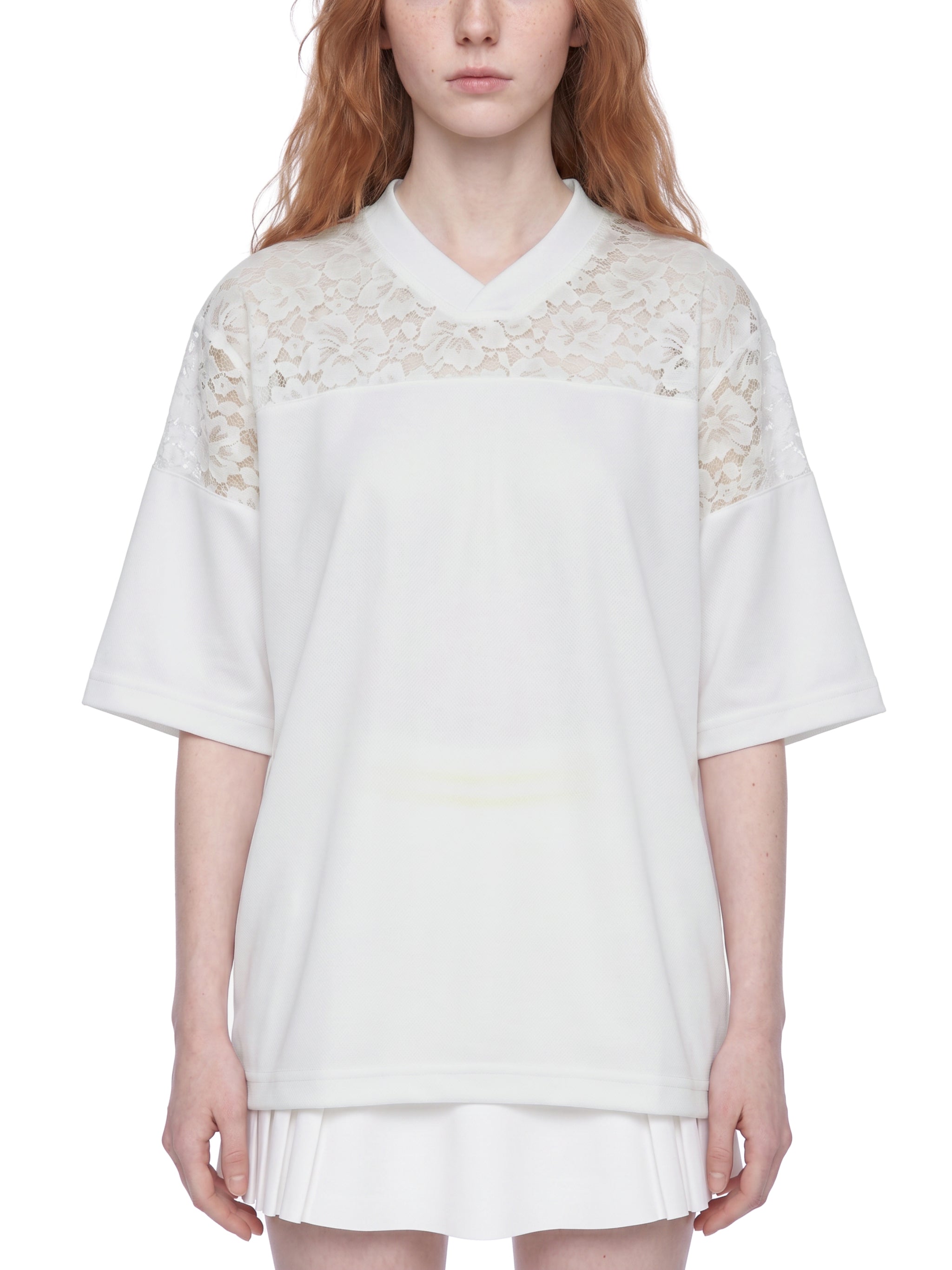 DREJ,Studio,Tshirt,Lace,LacePanel,VNeck,Oversized,Streetwear,Minimal,Unisex,Black,Cotton