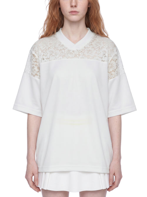 DREJ,Studio,Tshirt,Lace,LacePanel,VNeck,Oversized,Streetwear,Minimal,Unisex,Black,Cotton