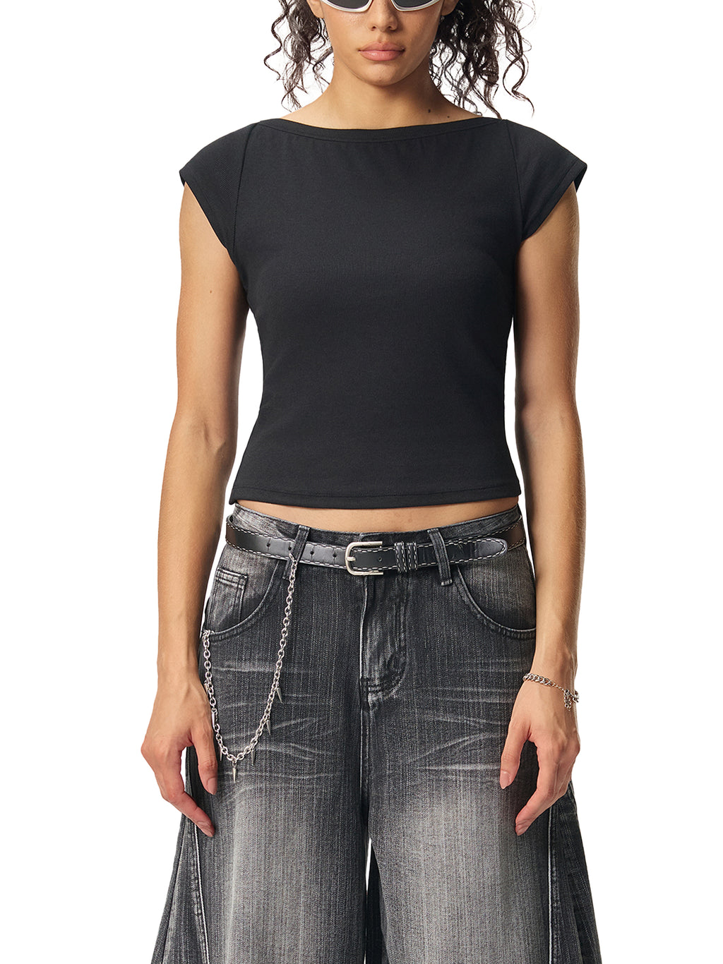 DREJ,Studio,Top,WideNeck,Minimal,Womenswear,Black,Cotton,Season01