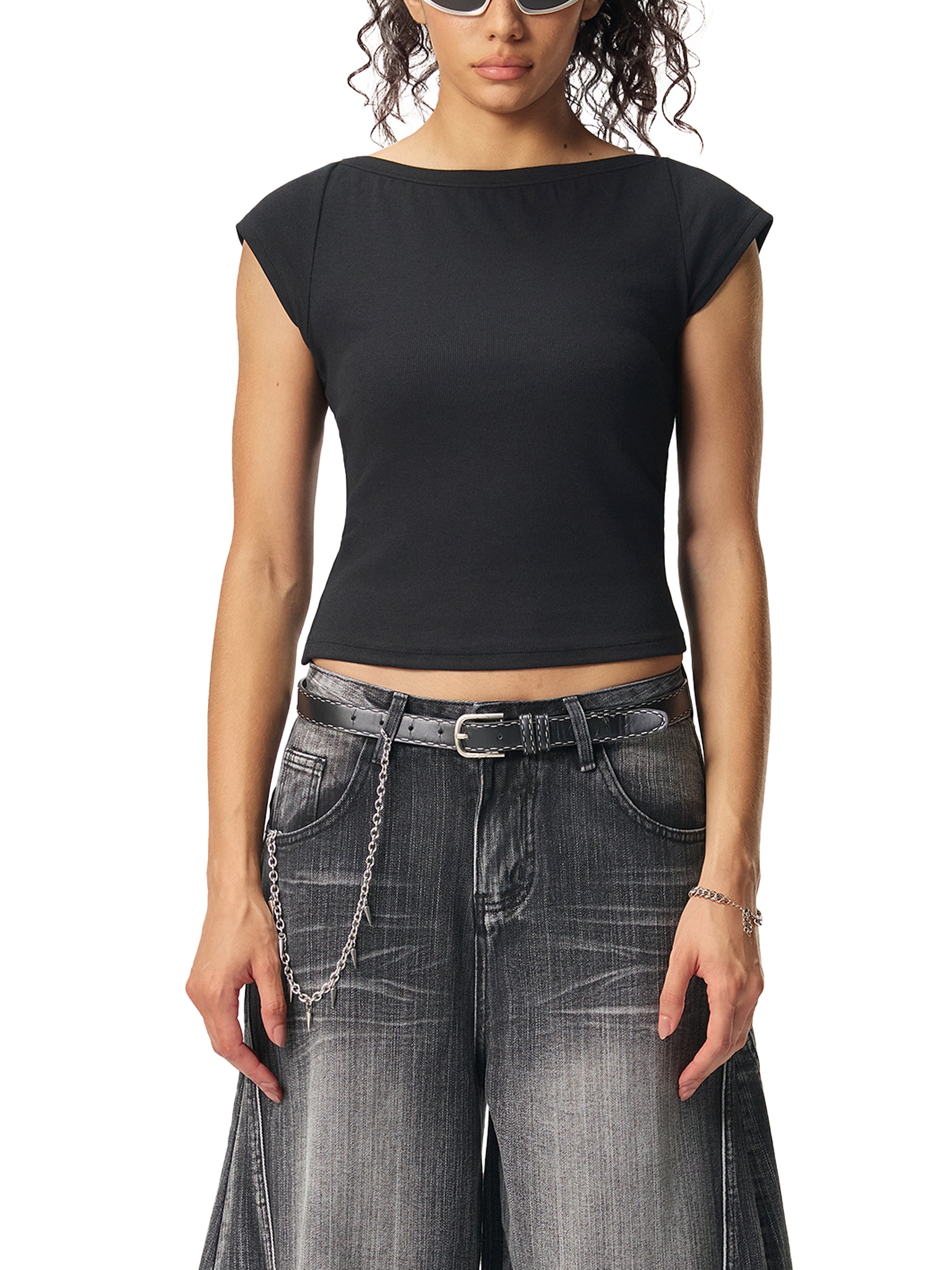 DREJ,Studio,Top,WideNeck,Minimal,Womenswear,Black,Cotton,Season01