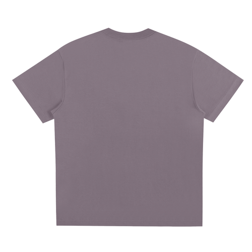 Oversized mauve t-shirt with short sleeves and clean design, shown from the back