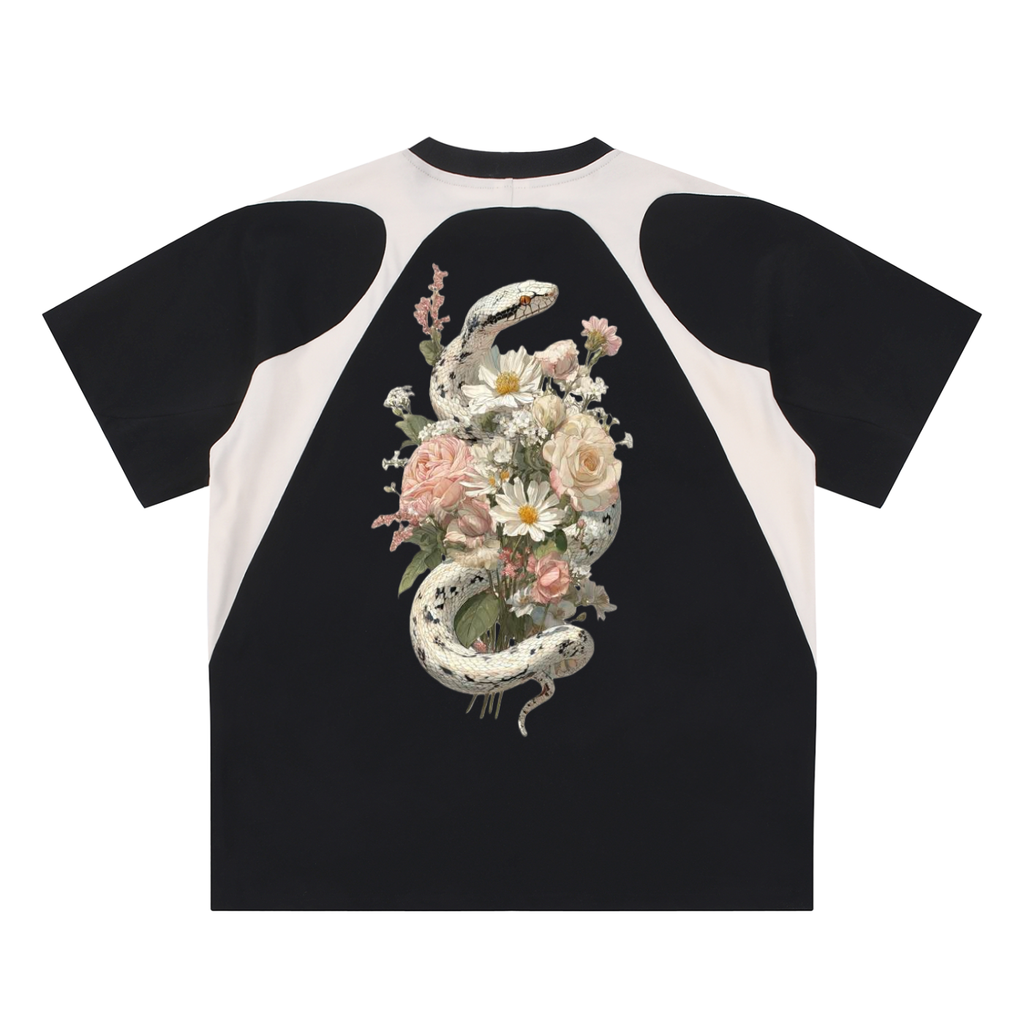 Contrast Panel Cotton T-Shirt