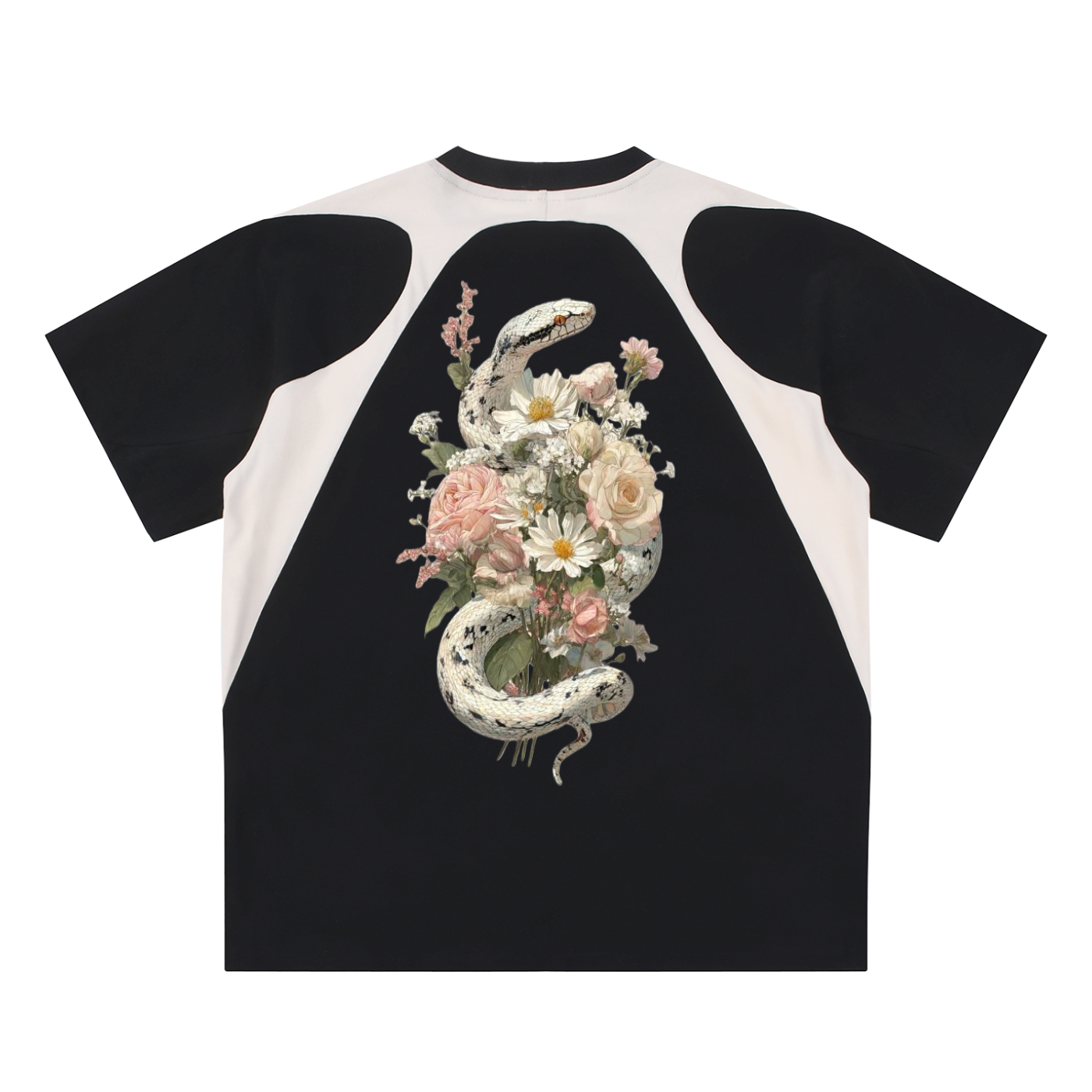 Contrast Panel Cotton T-Shirt