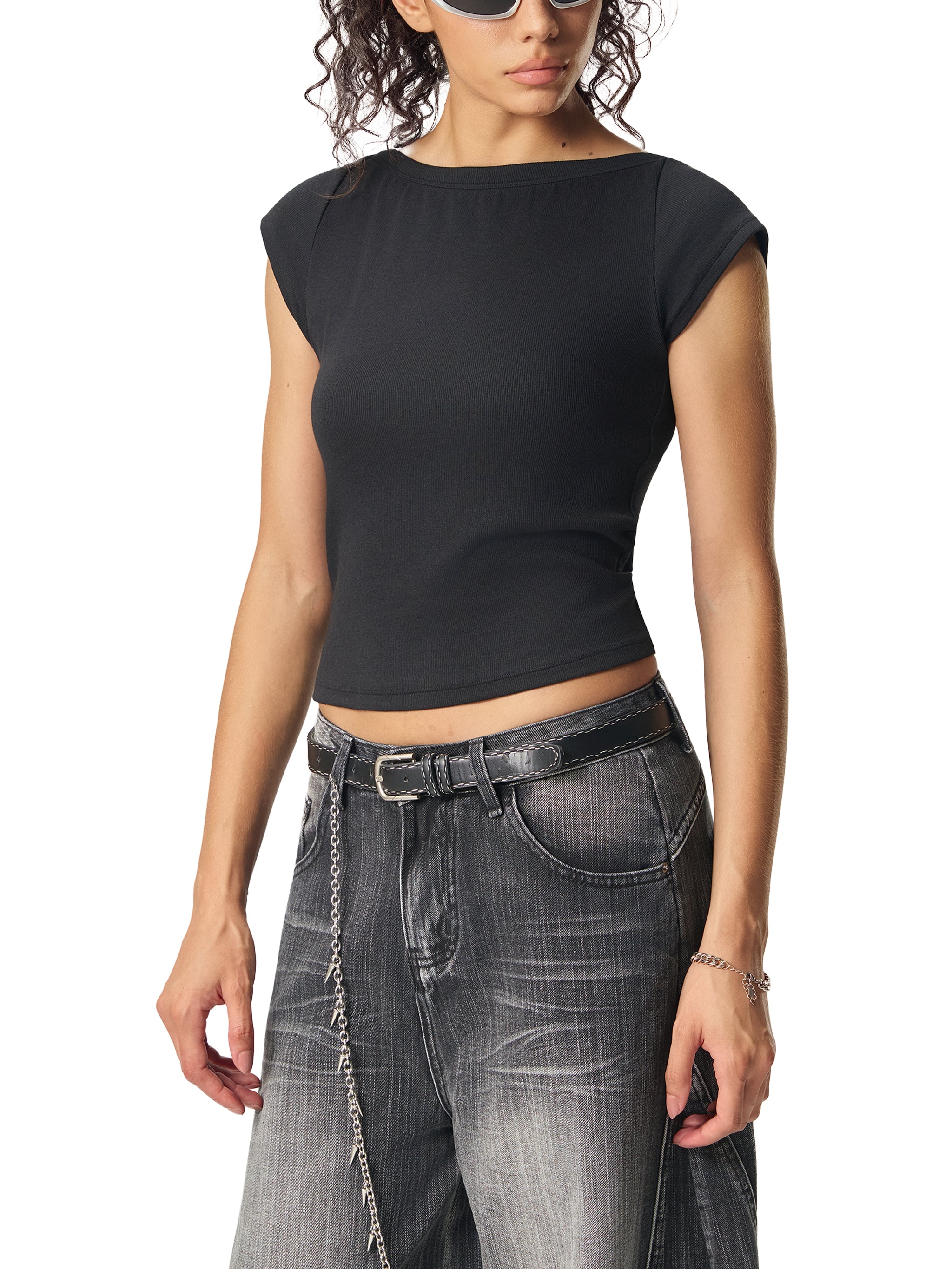 DREJ,Studio,Top,WideNeck,Minimal,Womenswear,Black,Cotton,Season01