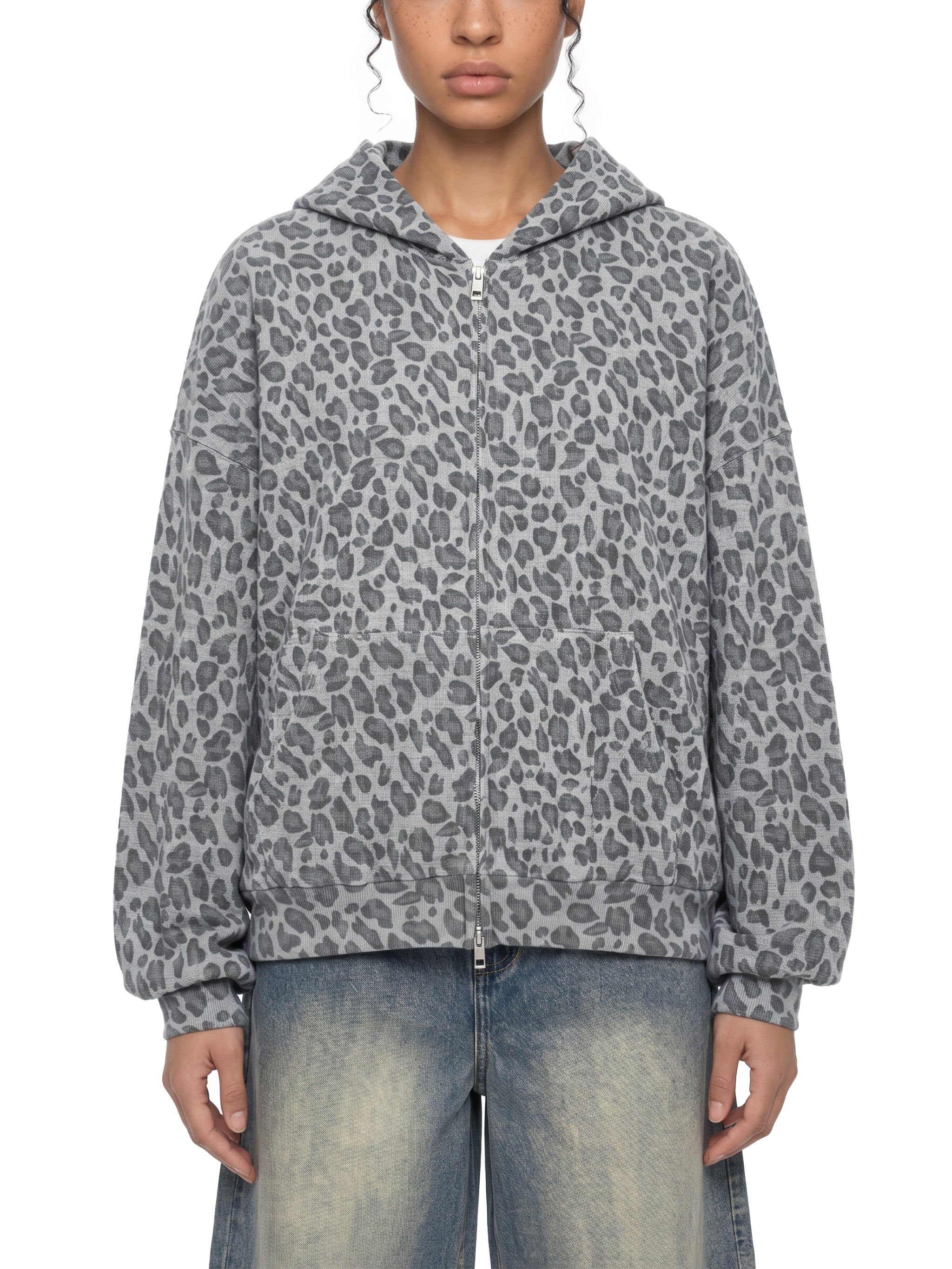 DREJ,Studio,GreyLeopard,Oversized,Unisex,Streetwear,Premium,Minimal,FullZip,Hooded,Layering,Contemporary