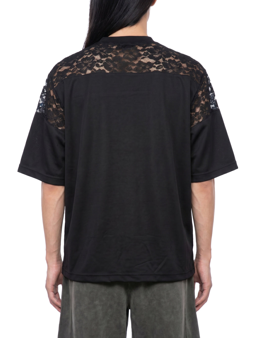 DREJ,Studio,Lace,Tshirt,LacePanel,VNeck,Oversized,Streetwear,Minimal,Unisex,Black,Cotton